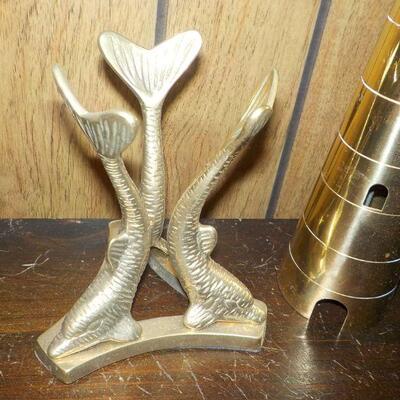 SOLID BRASS DOLPHINS AND LIGHT HOUSE 12'IN HOUSE.