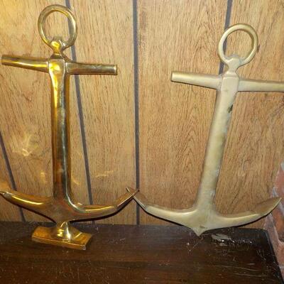 SOLID BRASS NAVAL ANCHORS/ 12 IN. HEIGHT.