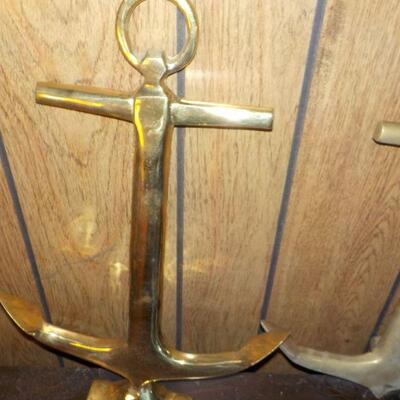 SOLID BRASS NAVAL ANCHORS/ 12 IN. HEIGHT.
