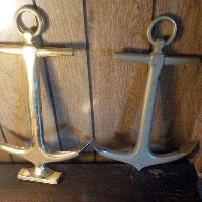 SOLID BRASS NAVAL ANCHORS/ 12 IN. HEIGHT.