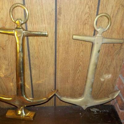 SOLID BRASS NAVAL ANCHORS/ 12 IN. HEIGHT.