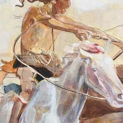 After Remington Buffalo Hunt SUBSTANTIAL painting by Judy Burns McCray