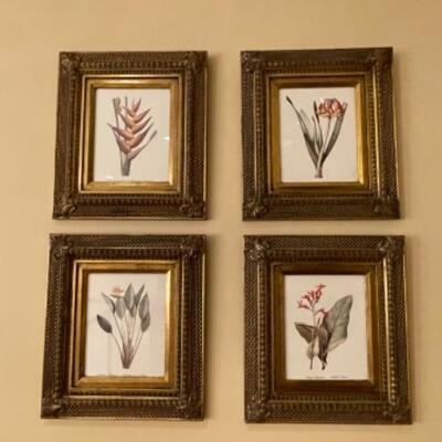 Four floral pieces of artwork