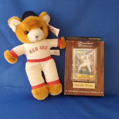 Lot 43: Red Sox Bear & Collector Nolan Ryan Plaque