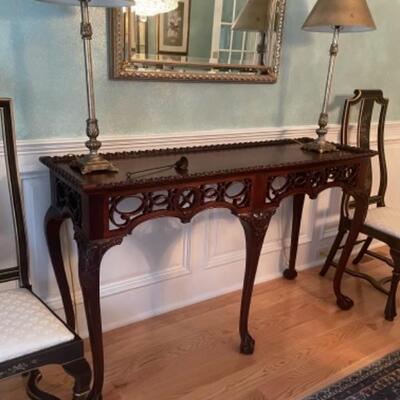 Carved wood console table 