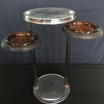 Vintage Art Deco Chrome Ashtray Stand