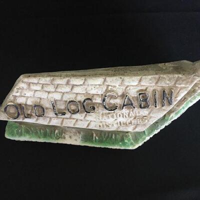 Old Log Cabin Distillers Advertising Chalkware
