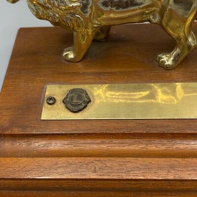 Vintage Lions Club Brass Paper Weight and Desktop Pen Holder