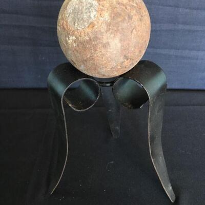 Antique Canon Ball w/ Stand