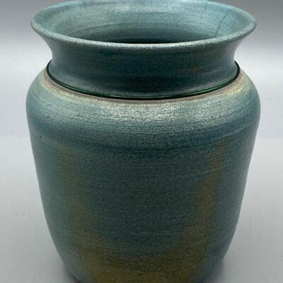 Small Turquoise Blue Pottery Vase Planter Desert Light '94