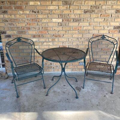 Metal Outdoor Table and Two Chairs