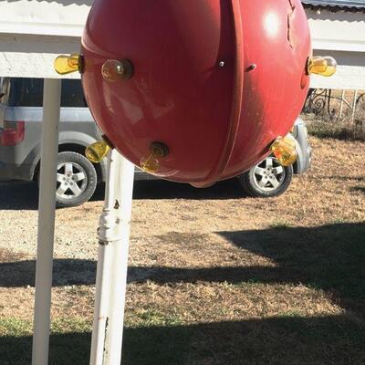 Red Sputnik Light Sphere - Plastic- w/ Repair - Works: Lights Flash