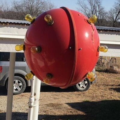Red Sputnik Light Sphere - Plastic- w/ Repair - Works: Lights Flash
