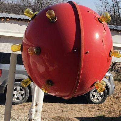 Red Sputnik Light Sphere - Plastic- w/ Repair - Works: Lights Flash