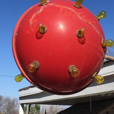 Red Sputnik Light Sphere - Plastic- w/ Repair - Works: Lights Flash