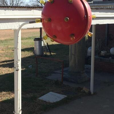 Red Sputnik Light Sphere - Plastic- w/ Repair - Works: Lights Flash