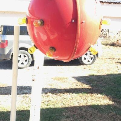 Red Sputnik Light Sphere - Plastic- w/ Repair - Works: Lights Flash