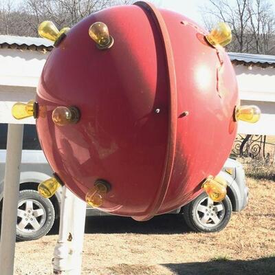 Red Sputnik Light Sphere - Plastic- w/ Repair - Works: Lights Flash