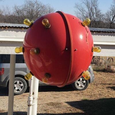 Red Sputnik Light Sphere - Plastic- w/ Repair - Works: Lights Flash