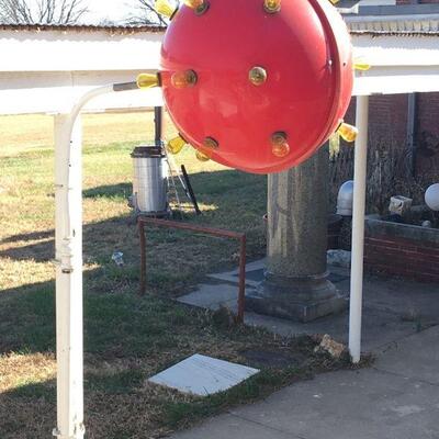 Red Sputnik Light Sphere - Plastic- w/ Repair - Works: Lights Flash
