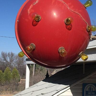 Red Sputnik Light Sphere - Plastic- w/ Repair - Works: Lights Flash