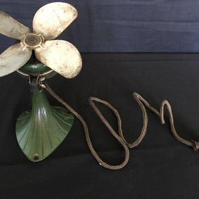 Deco Electric Fan -Wall Mount - Cast Iron - Works - "Phone Booth Fan"