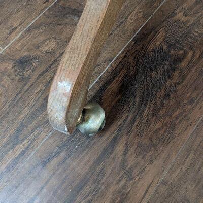 Vintage Oak Can Back Rolling Chair 