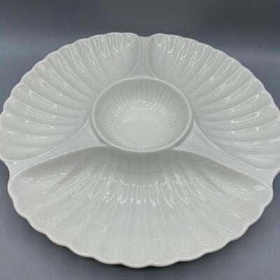 Vintage Whittier Pottery Scalloped Divided Serving Tray Plate Platter