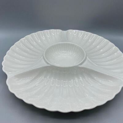 Vintage Whittier Pottery Scalloped Divided Serving Tray Plate Platter