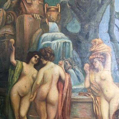 "Three Graces w/ Sphinx" Oil on Canvas Hand-Painted Copy