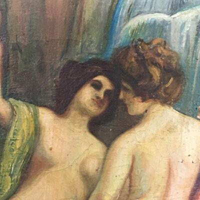 "Three Graces w/ Sphinx" Oil on Canvas Hand-Painted Copy