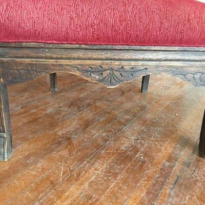 Antique Oak Presentation Chair w/ Faux Bois Velvet Upholstery 