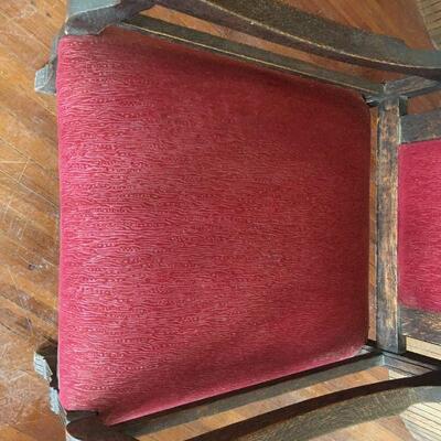 Antique Oak Presentation Chair w/ Faux Bois Velvet Upholstery 
