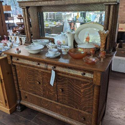 Antique Tiger Oak Buffet Only
