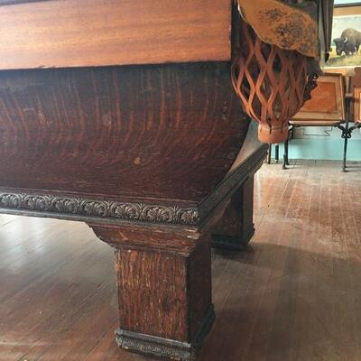 A.E. Scmidt Antique Snooker Table w/ Quartersawn Golden Oak Including Wooden Score Line