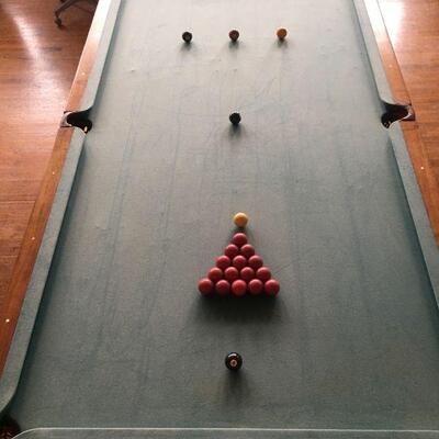 A.E. Scmidt Antique Snooker Table w/ Quartersawn Golden Oak Including Wooden Score Line