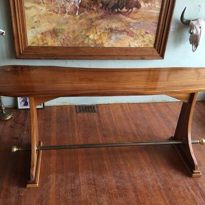 Custom Maple Solid Wood Walnut Bar w/ Brass Foot Rail