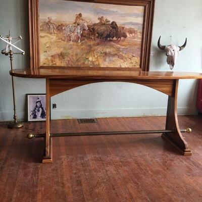 Custom Maple Solid Wood Walnut Bar w/ Brass Foot Rail