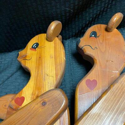 Pair of Wood Articulated Bears