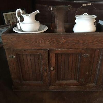 Antique Oak Dry Sink Washstand 