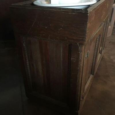 Antique Oak Dry Sink Washstand 