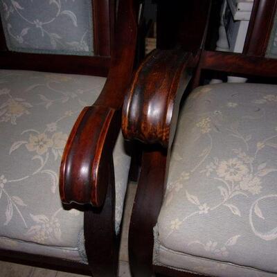 Lot 186 - Spectacular Antique Matching Mahogany Framed Loveseat with 2 Chairs 
