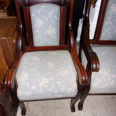 Lot 186 - Spectacular Antique Matching Mahogany Framed Loveseat with 2 Chairs 