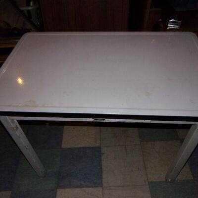 Lot 190 -  Vintage Enamel Top Kitchen Work Table with Drawer