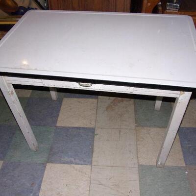 Lot 190 -  Vintage Enamel Top Kitchen Work Table with Drawer