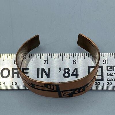 Southwestern Copper Cuff Bracelet and Tie Clip