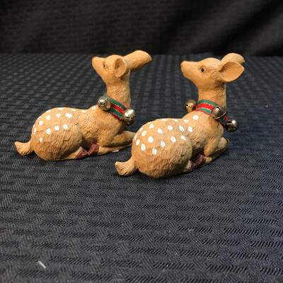 Lot of 2 Reindeer Figurines w. Jingle Collars