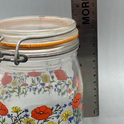 Vintage Floral Print Canning Bottle Jar