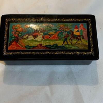 Signed Russian lacquer trinket Box