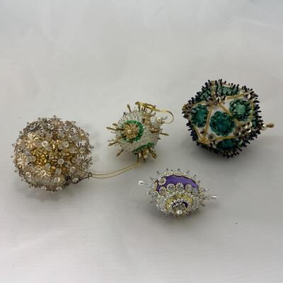 (182) Vintage | Four VERY Ornate Push Pin Ornaments
